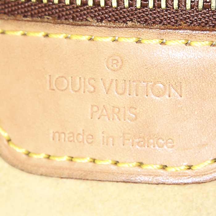 Bolso de mano Louis Vuitton Looping modelo grande en lona Monogram marrón y cuero natural - Detail D3