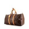 Bolsa de viaje Louis Vuitton Keepall 45 en lona Monogram marrón y cuero natural - 00pp thumbnail