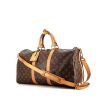 Bolsa de viaje Louis Vuitton Keepall 45 en lona Monogram marrón y cuero natural - 00pp thumbnail