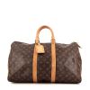 Bolsa de viaje Louis Vuitton Keepall 45 en lona Monogram marrón y cuero natural - 360 thumbnail