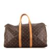 Bolsa de viaje Louis Vuitton  Keepall 45 en lona Monogram marrón y cuero natural - 360 thumbnail