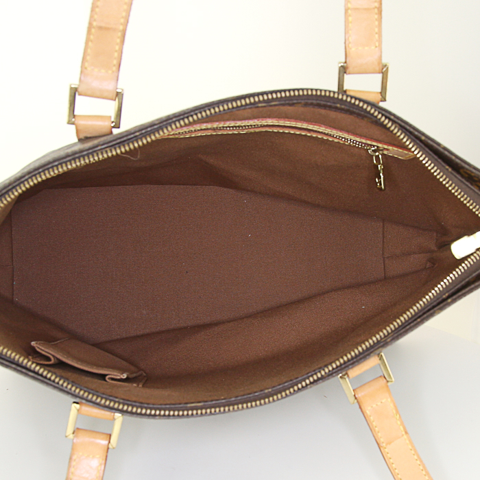 Bolso Cabás Louis Vuitton Mezzo en lona Monogram revestida y cuero natural - Detail D2