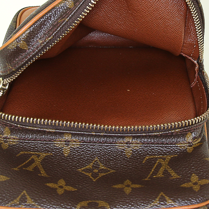 Borsa a tracolla Louis Vuitton Amazone in tela monogram cerata e pelle naturale - Detail D3