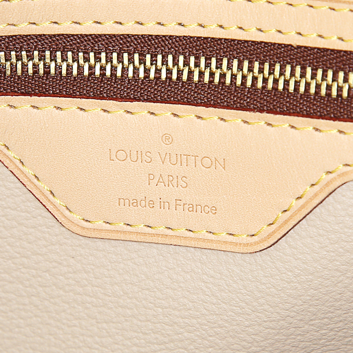 Louis Vuitton Bucket large model shopping bag in brown monogram canvas and natural leather - Detail D3
