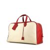 Hermes Victoria travel bag in beige canvas and red leather - 00pp thumbnail