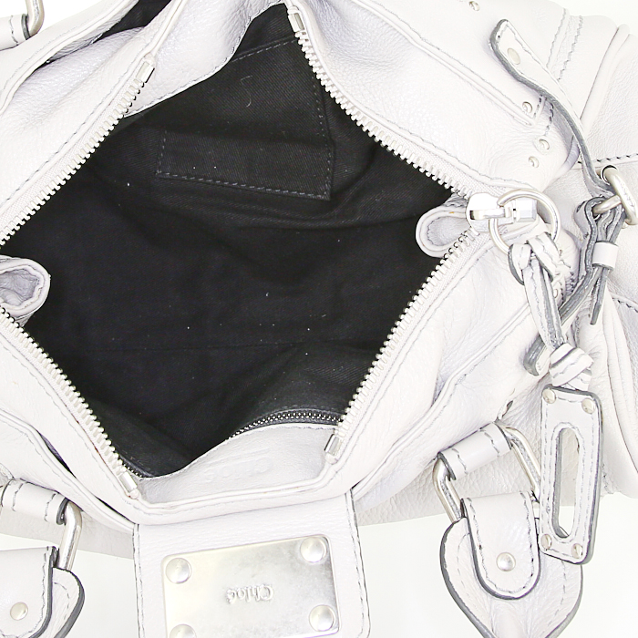Chloé Paddington handbag in grey grained leather - Detail D2