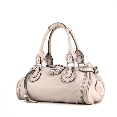 Bolso de mano Chloé Paddington en cuero granulado gris