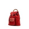 Gucci Bamboo backpack in red suede and red leather - 00pp thumbnail
