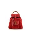 Gucci Bamboo backpack in red suede and red leather - 360 thumbnail