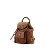 Gucci Bamboo backpack in brown suede and brown leather - 00pp thumbnail