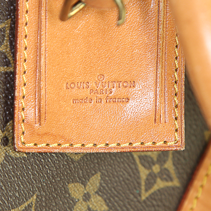 Louis Vuitton Keepall 55 cm travel bag in brown monogram canvas and natural leather - Detail D5