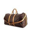 Borsa da viaggio Louis Vuitton Keepall 55 in tela monogram marrone e pelle naturale - 00pp thumbnail