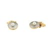 Vintage 1980's pair of cufflinks in 14 carats pink gold,  mother of pearl and cultured pearls - 00pp thumbnail