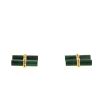Vintage 1980's pair of cufflinks in yellow gold and malachite - 360 thumbnail