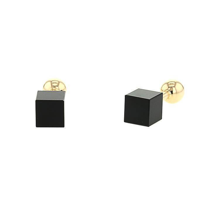 Tiffany & Co pair of cufflinks in 14 carats yellow gold and onyx - 00pp
