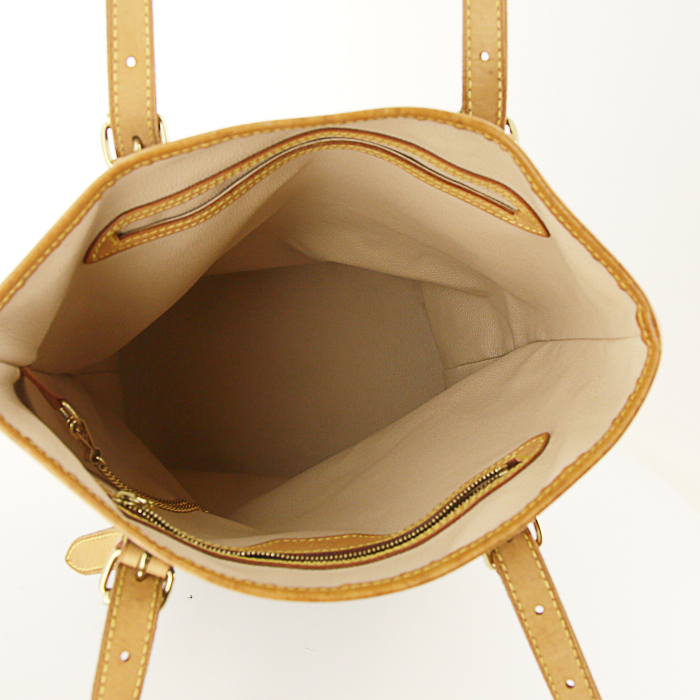 Louis Vuitton Bucket shopping bag in brown monogram canvas and natural leather - Detail D2