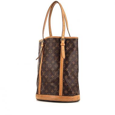 Shopping bag Louis Vuitton Bucket in tessuto monogram marrone e pelle naturale