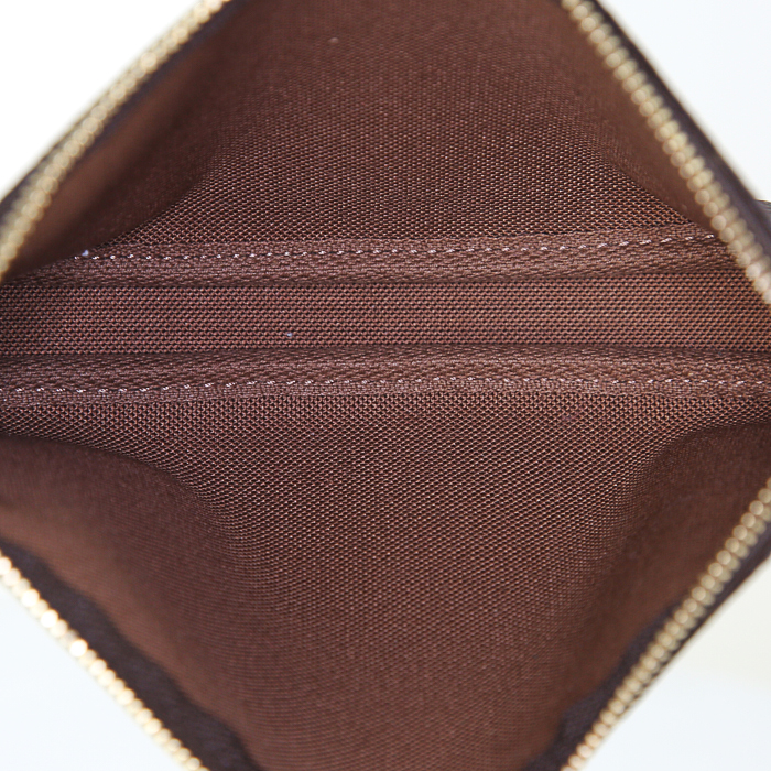 Shopping bag Louis Vuitton Bucket modello grande in tela monogram marrone e pelle naturale - Detail D4