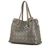 Dior Panarea large model handbag in metallic grey canvas cannage and golden brown leather - 00pp thumbnail