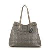 Dior Panarea large model handbag in metallic grey canvas cannage and golden brown leather - 360 thumbnail