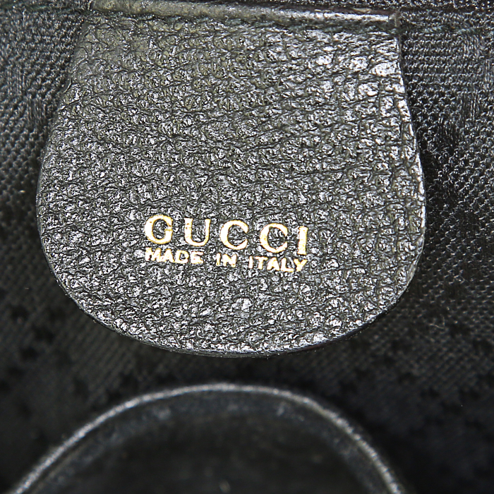 Gucci Bamboo backpack in black suede and black leather - Detail D3