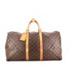 Bolsa de viaje Louis Vuitton Keepall 55 cm en lona Monogram revestida y cuero natural - 360 thumbnail