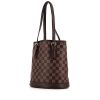 Shopping bag Louis Vuitton petit Bucket in tela a scacchi e pelle marrone - 00pp thumbnail