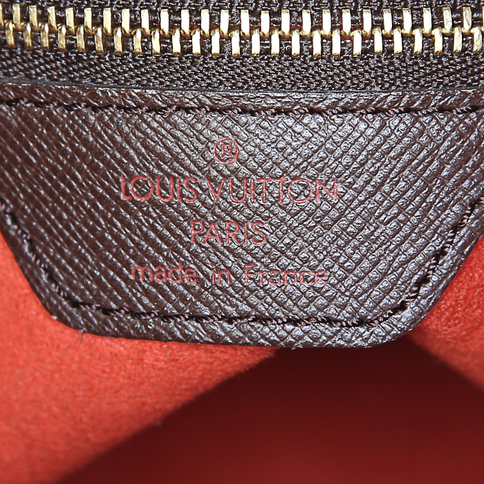 Louis Vuitton petit Bucket shopping bag in damier canvas and brown leather - Detail D3