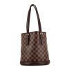 Louis Vuitton  Bucket shopping bag  in ebene damier canvas  and brown leather - 360 thumbnail