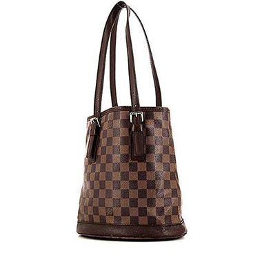 Sac cabas Louis Vuitton  Bucket en toile damier ébène et cuir marron