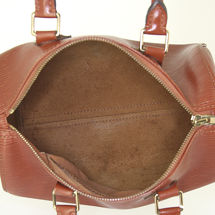 Bolso de mano Louis Vuitton Speedy 25 cm en cuero Epi marrón - Detail D2