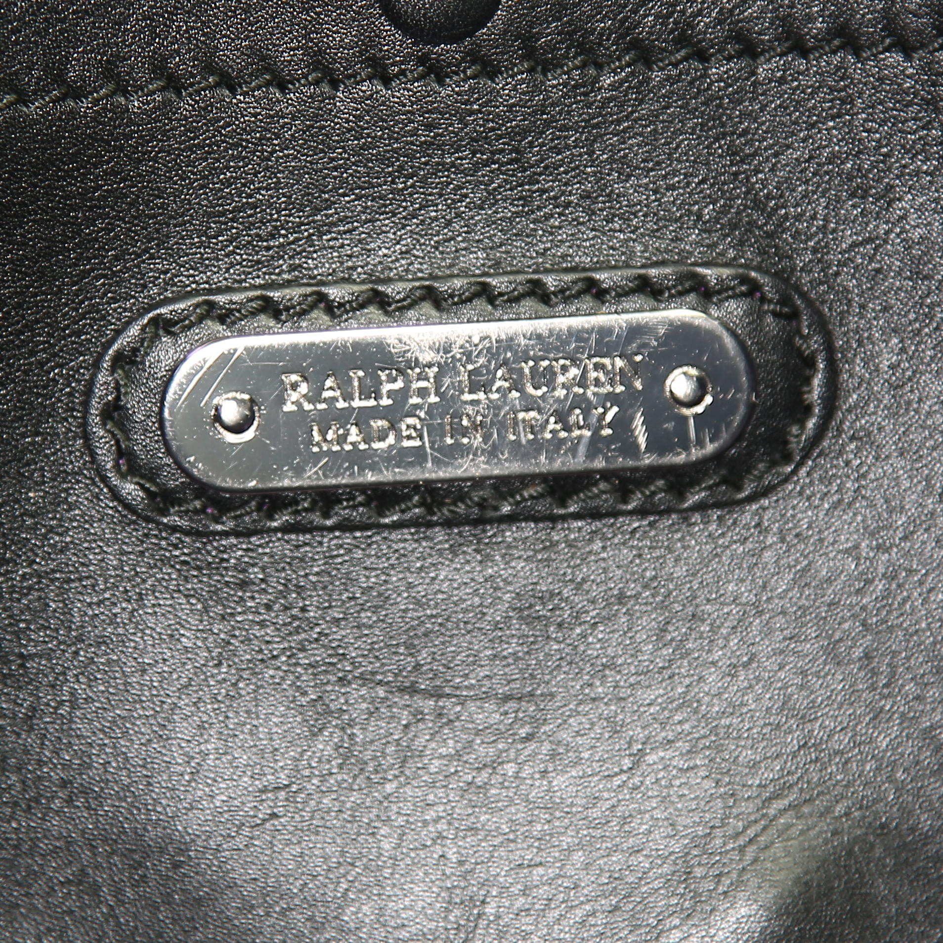 Sac à main Ralph Lauren Ricky grand modèle en cuir noir - Detail D4