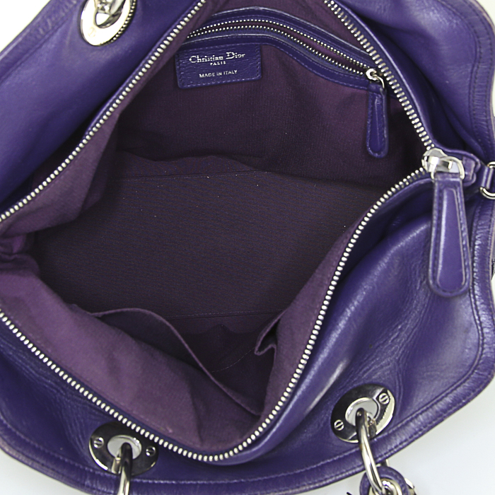 Dior Dior Granville medium model handbag in purple leather - Detail D3