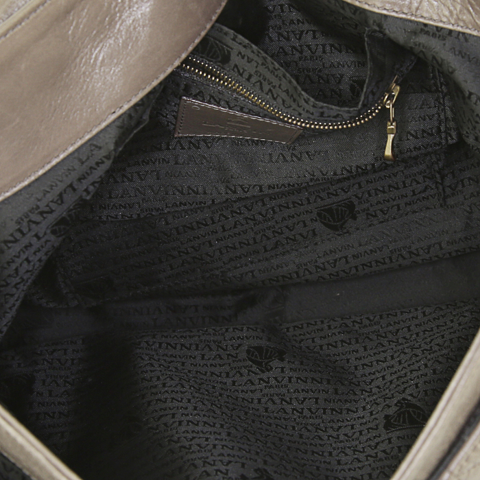 Lanvin Happy large model handbag in taupe quilted leather - Detail D2