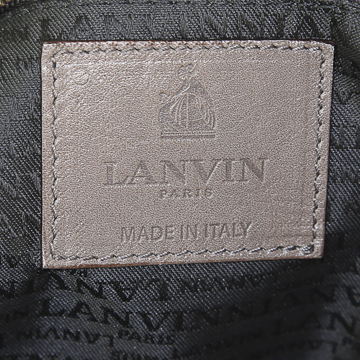 Lanvin Happy large model handbag in taupe quilted leather - Detail D3