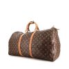 Borsa da viaggio Louis Vuitton Keepall 55 cm in tela monogram cerata e pelle naturale - 00pp thumbnail
