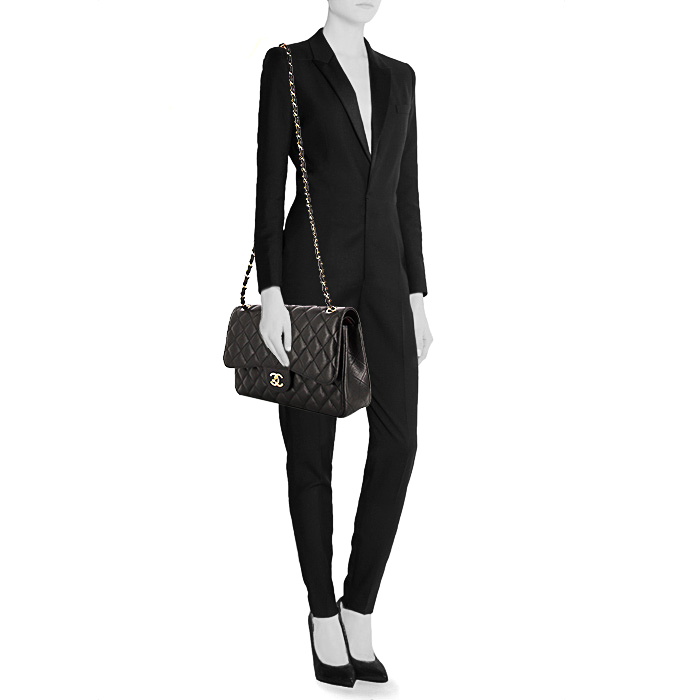 Borsa Chanel Timeless jumbo in pelle trapuntata nera - Detail D2