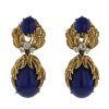 Vintage 1970's pendants earrings in yellow gold,  lapis-lazuli and diamonds - 00pp thumbnail