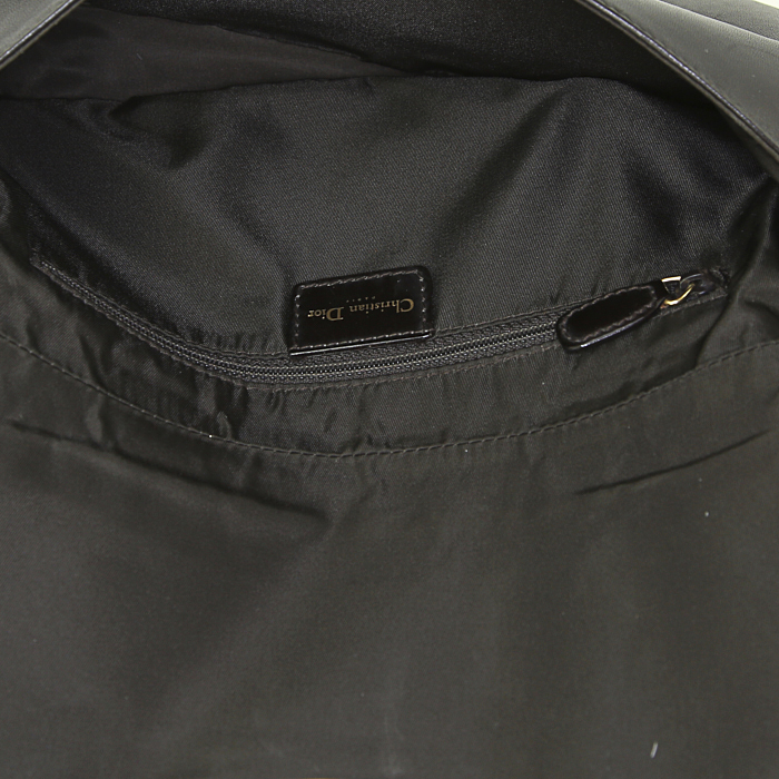 Bolso de mano Dior en piel de potro marrón y cuero marrón - Detail D2