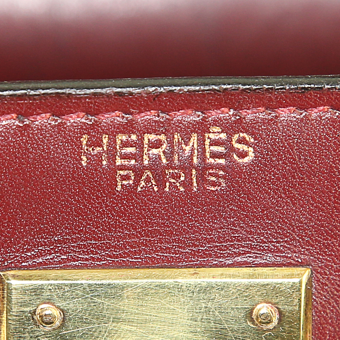 Borsa Hermes Kelly 28 cm in pelle box bordeaux - Detail D3