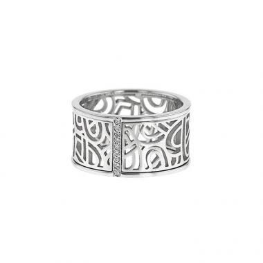 Sortija Poiray Coeur Fil en oro blanco y diamantes