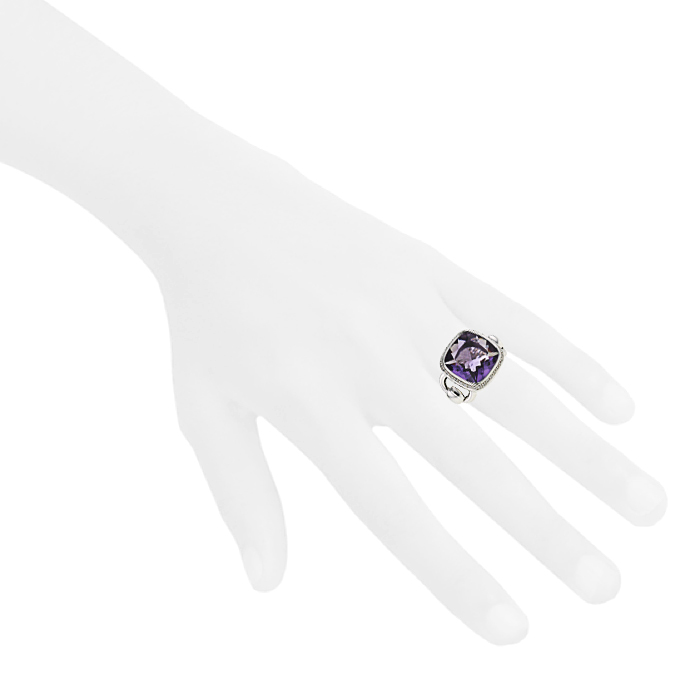 Half-articulated Poiray Indrani medium model ring in white gold,  amethyst and diamonds - Detail D1