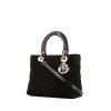 Dior Lady Dior handbag in black suede and black leather - 00pp thumbnail