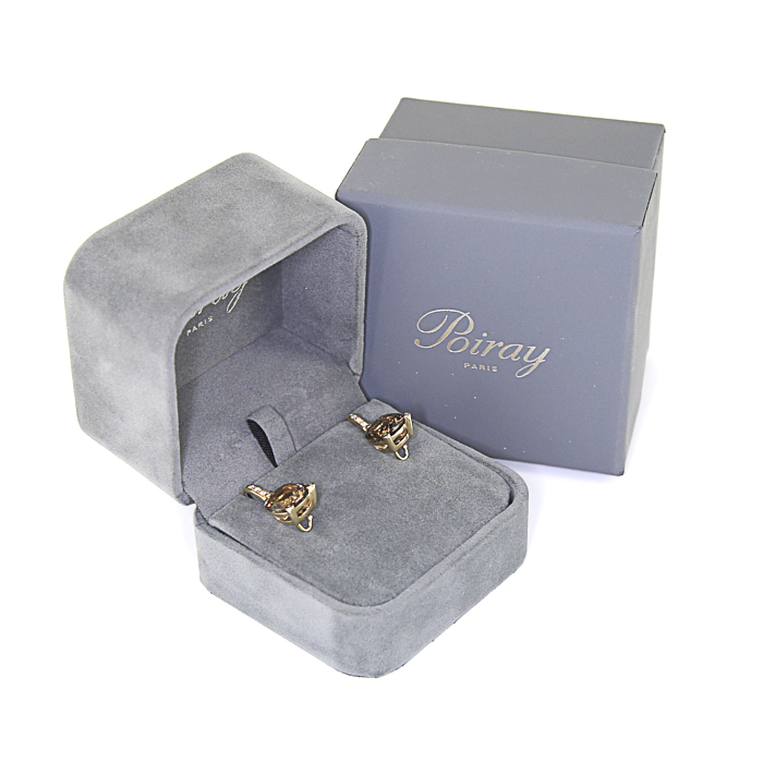 Poiray Fille Antique earrings in yellow gold,  diamonds and smoked quartz - Detail D2