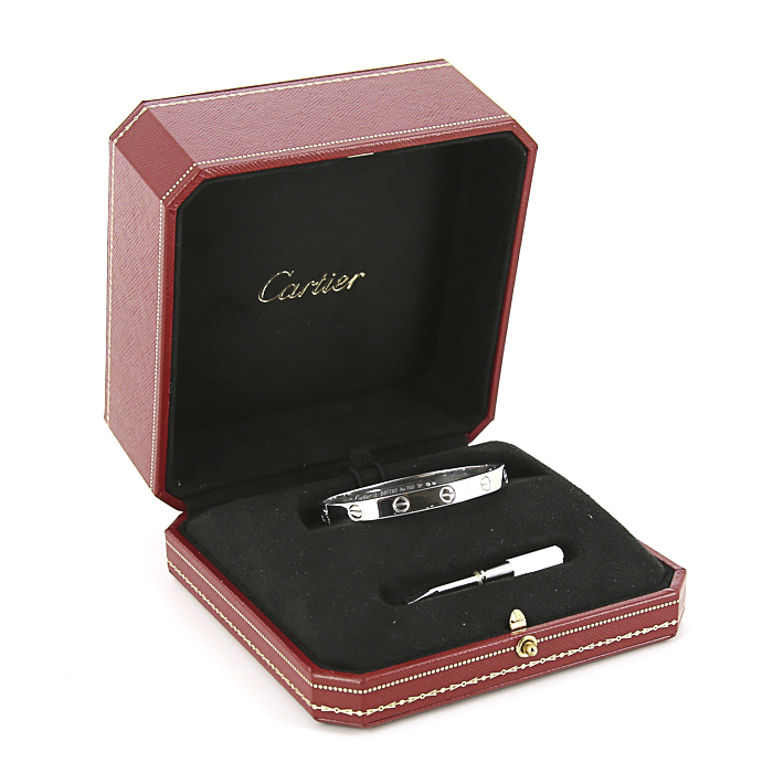 Bracelet Cartier Love en or blanc, taille 16 - Detail D2