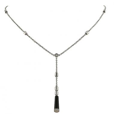 Collier Piaget Possession en or blanc,  diamant et onyx