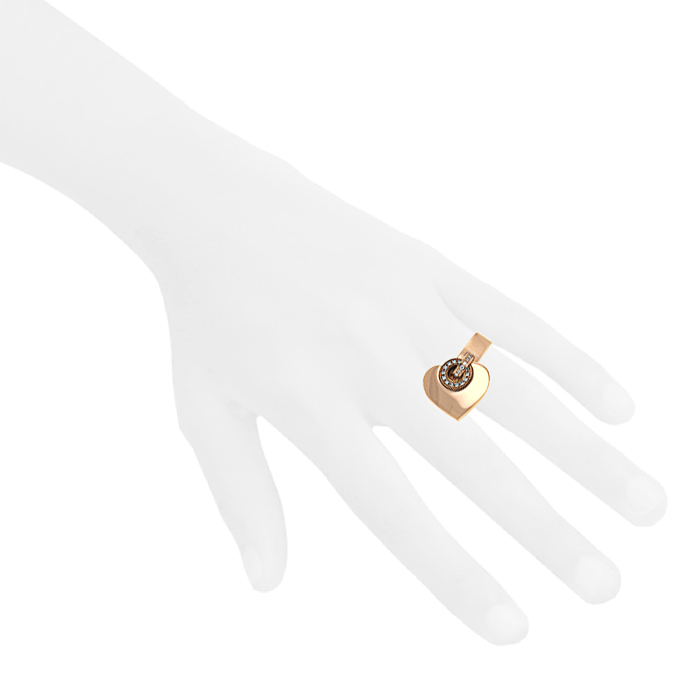 Bague mobile Bulgari Cuore en or rose et diamants - Detail D1