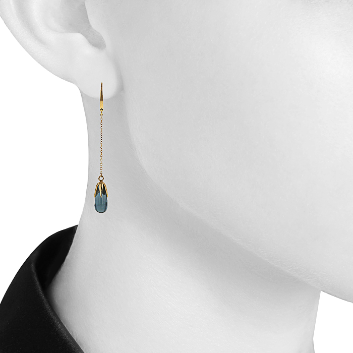 Pendientes colgantes movibles Pomellato Veleno en oro amarillo y topacios - Detail D1