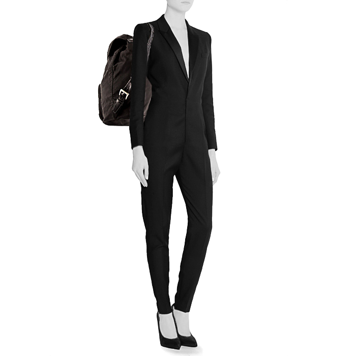 Prada backpack in black canvas and black - Detail D1