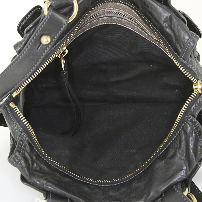 Sac bandoulière Chloé petit modèle en cuir noir - Detail D3